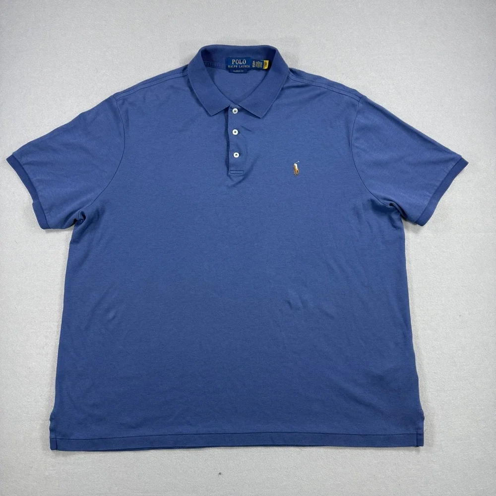 Polo Ralph Lauren Polo Shirt Men XL Blue Classic Fit Short Sleeve Cotton Preppy